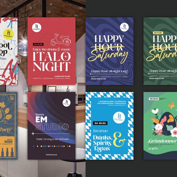 Plakatdesigns für Hofmark Bar