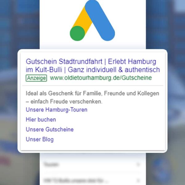 SEA Anzeige Google Ads Oldie Tour Hamburg auf MockUp